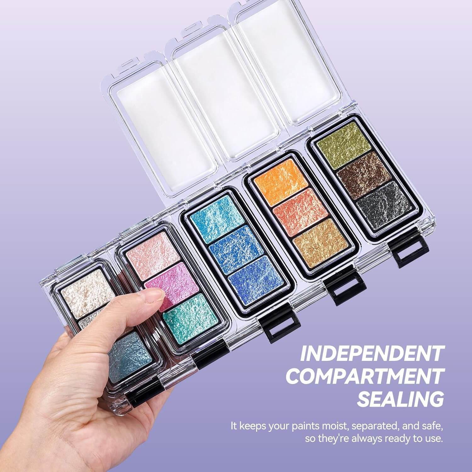 Lightwish 15 Colors Shimmery Metallic Watercolor Paint Set