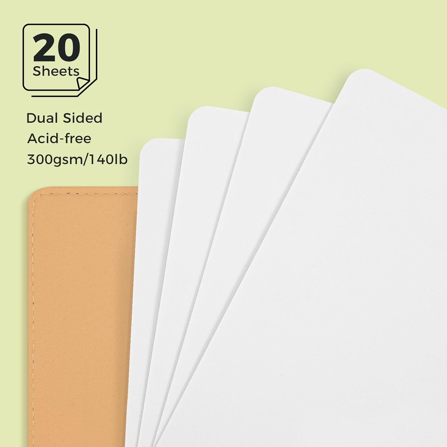 Watercolor Sketchbook,8.2 x 5.5 inch,20 Sheets Hot Press 100% Cotton 300 GSM 140lb,A5 Watercolor Paper for Art Painting, Drawing, Mixed Media