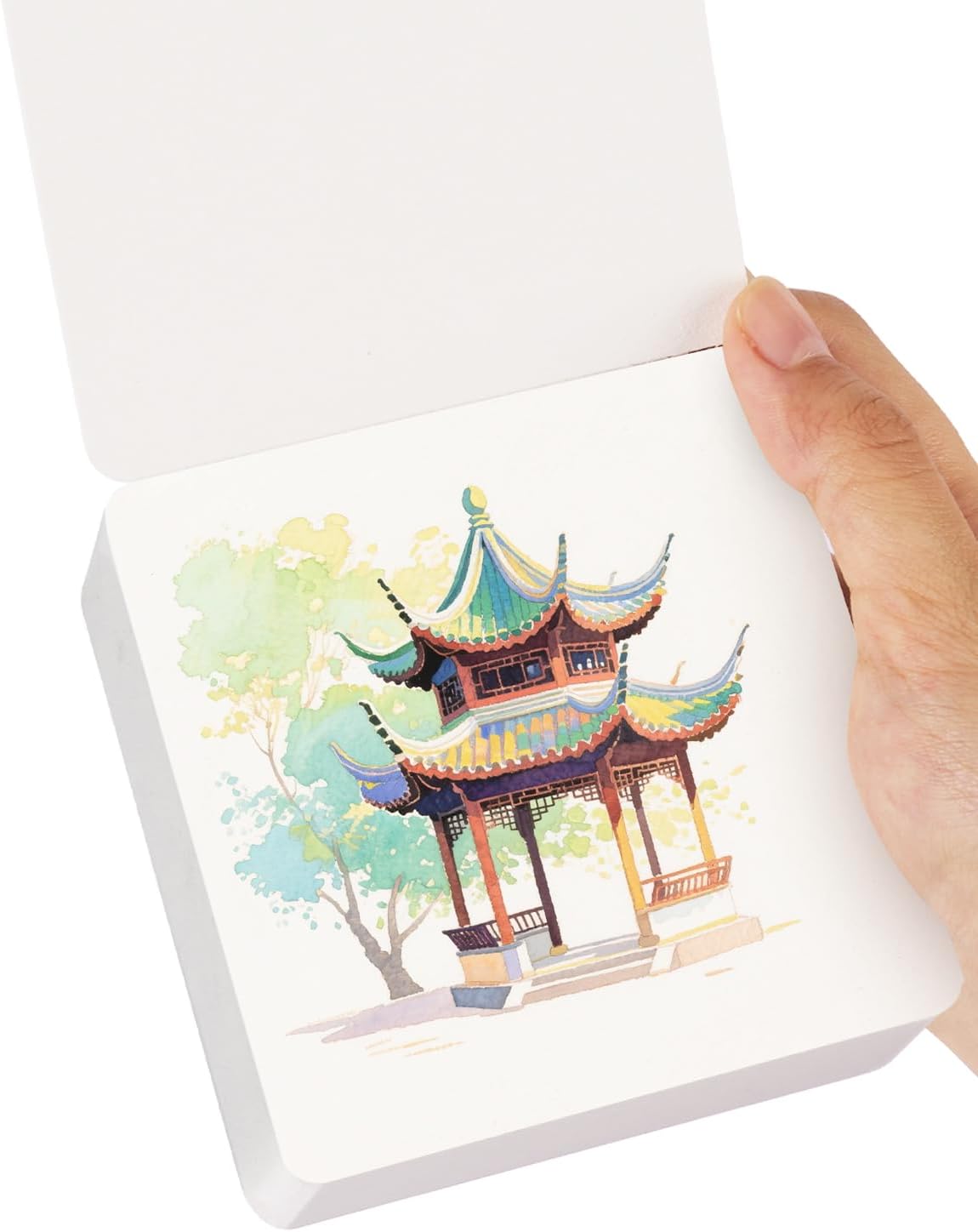 Lightwish 60 Sheets Mini Watercolor Sketchbook 3.5 x 3.5 inch Hot Press 300gsm/140lb, Travel Size Portable Tearable Square Painting Notebook, Square Watercolor Sketch Book Art Paper Sketchbook