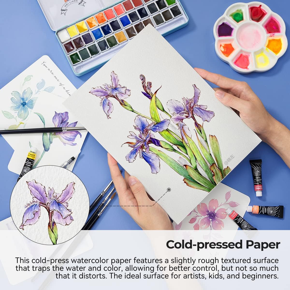 Paul Rubens Artist Quality Watercolor Paper,Acid-Free Cold Pressed 7.87'' x 5.43'', 100% Cotton 300gsm 20 Sheets