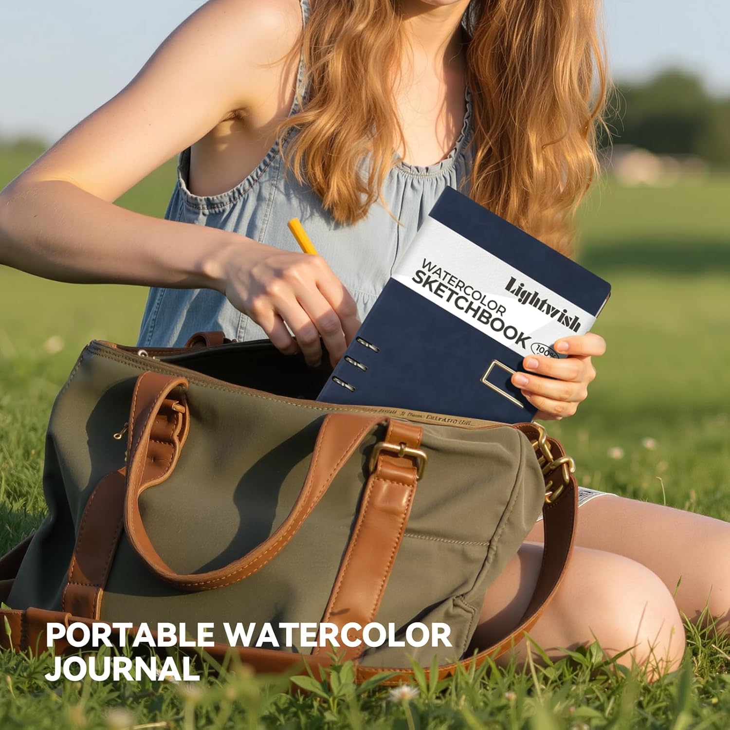 Lightwish Watercolor Sketchbook,100% Cotton Acid Free Watercolor Journal,600gsm Cold Press Watercolor Paper for Artists,Adults,Students,12 Sheets,5.8 * 8.2 Inches Paper