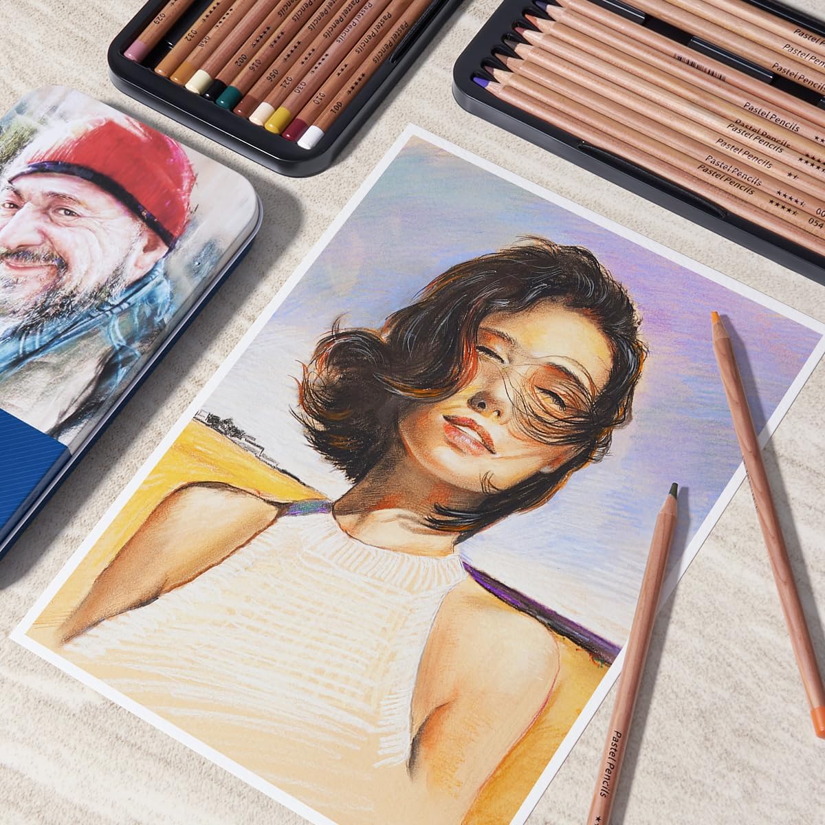 LIGHTWISH Colored Pencils, 24 Colors Pastel Pencils Set in Gift Metal Box, for Beginners And Adults Artists