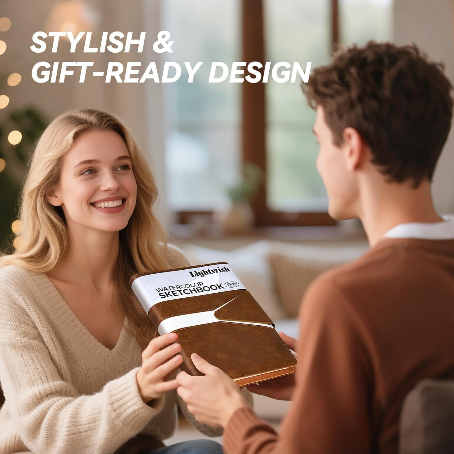 Lightwish Watercolor Sketchbook,100% Cotton Acid Free Watercolor Journal,300gsm/140lb Cold Press Watercolor Paper for Artists,Adults,Students,20 Sheets,Paper 5.8 * 8.2 Inches(A5)