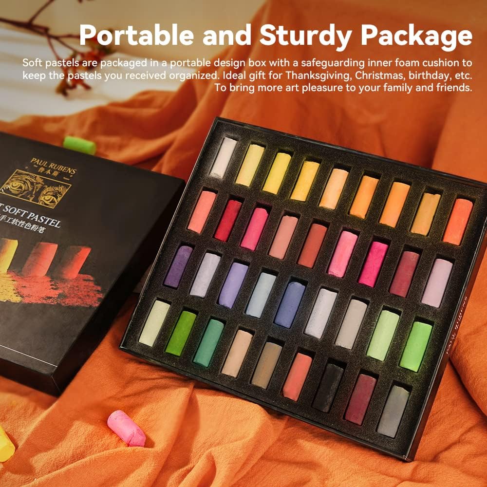 Paul Rubens Professional Soft Pastels, 36 Colors Chalk Pastels
