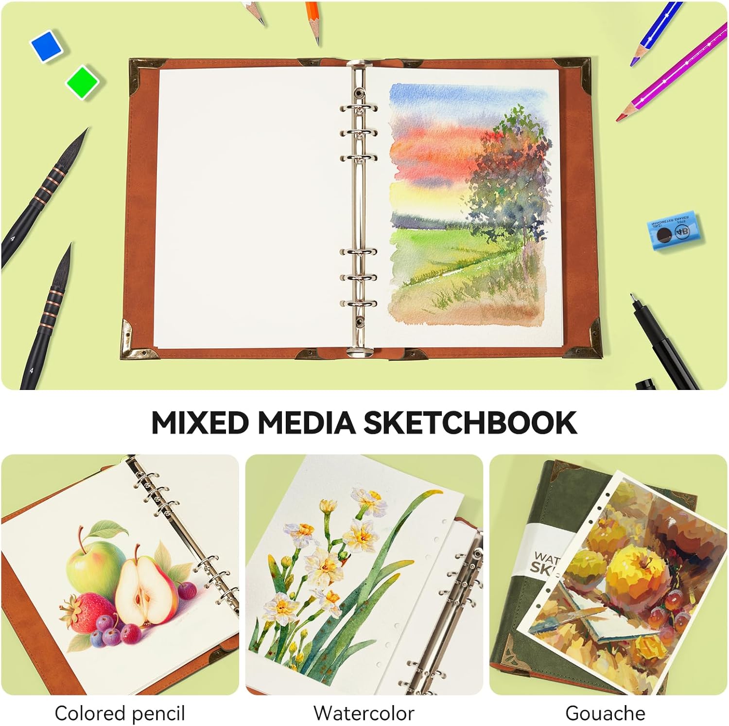 Lightwish Watercolor Sketchbook,100% Cotton Acid Free Watercolor Journal,300gsm/140lb Hot Press Watercolor Paper for Artists,Adults,Students,2