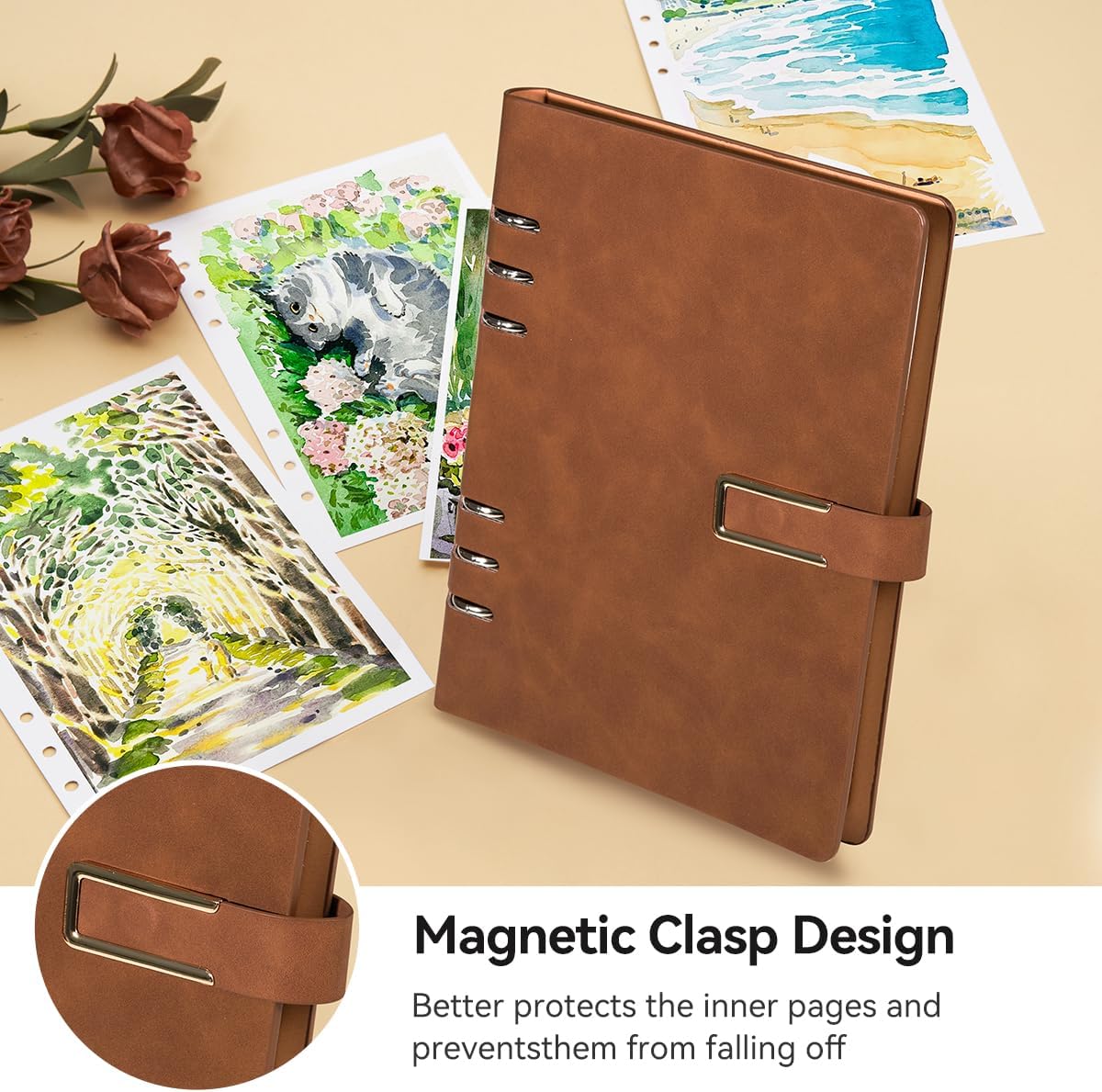 Lightwish Watercolor Sketchbook,100% Cotton Acid Free Watercolor Journal,300gsm/140lb Cold Press Watercolor Paper for Artists,Adults,Students,20 Sheets,9.25 * 6.3 Inches