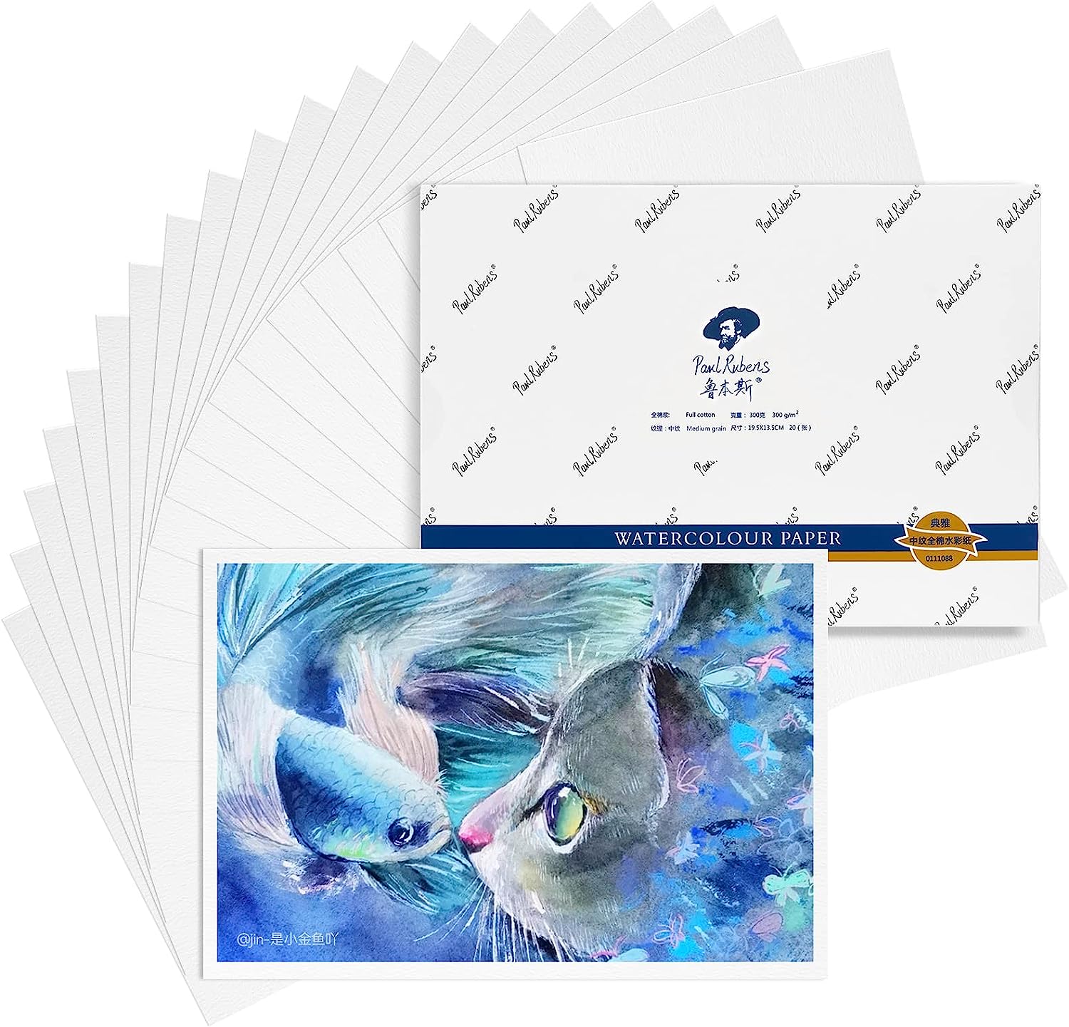 Paul Rubens Artist Quality Watercolor Paper,Acid-Free Cold Pressed 7.87'' x 5.43'', 100% Cotton 300gsm 20 Sheets