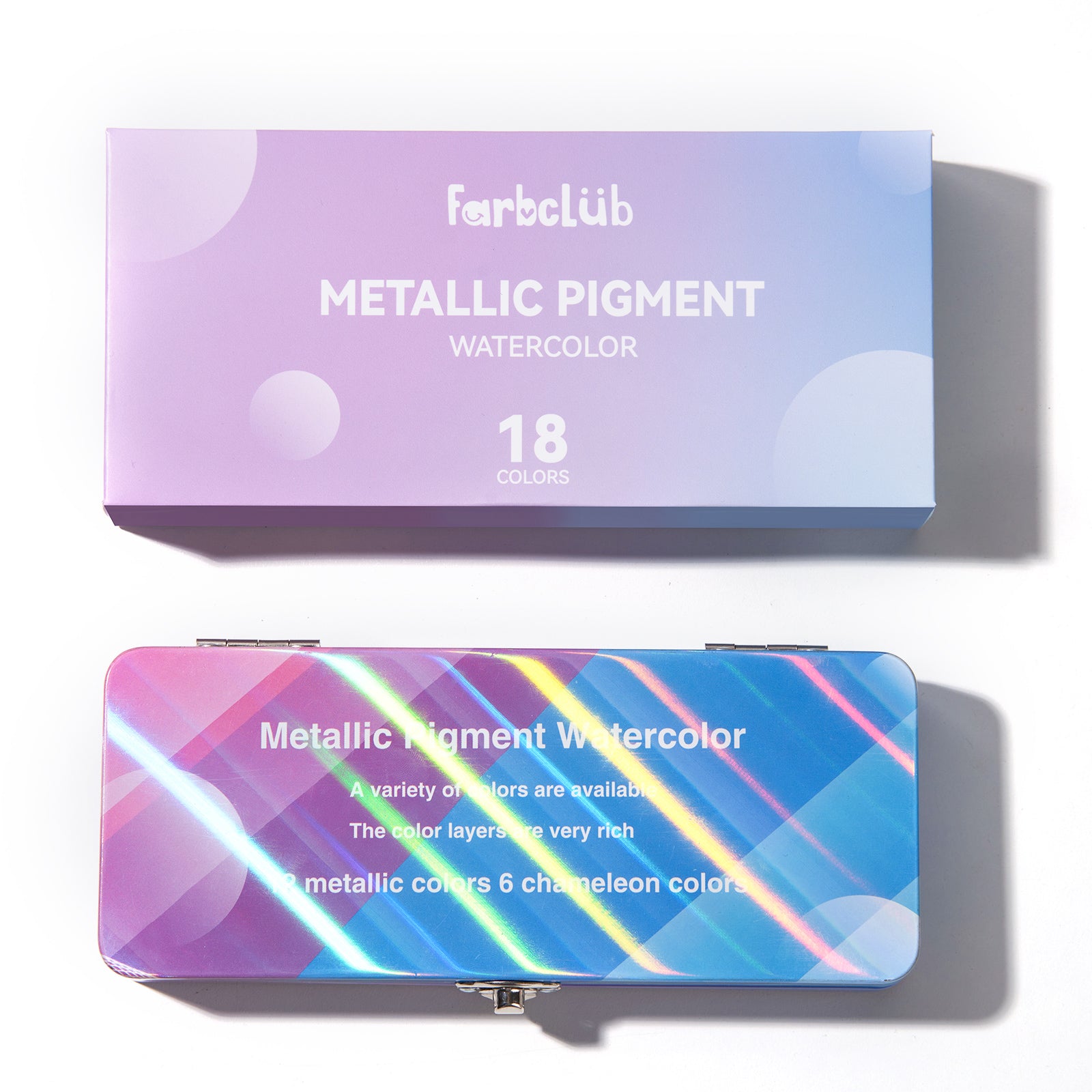 FARBCLUB watercolor paint set, 18 colors glitter watercolor paint, portable travel watercolor paint set with watercolor pens, pencils, watercolor paper