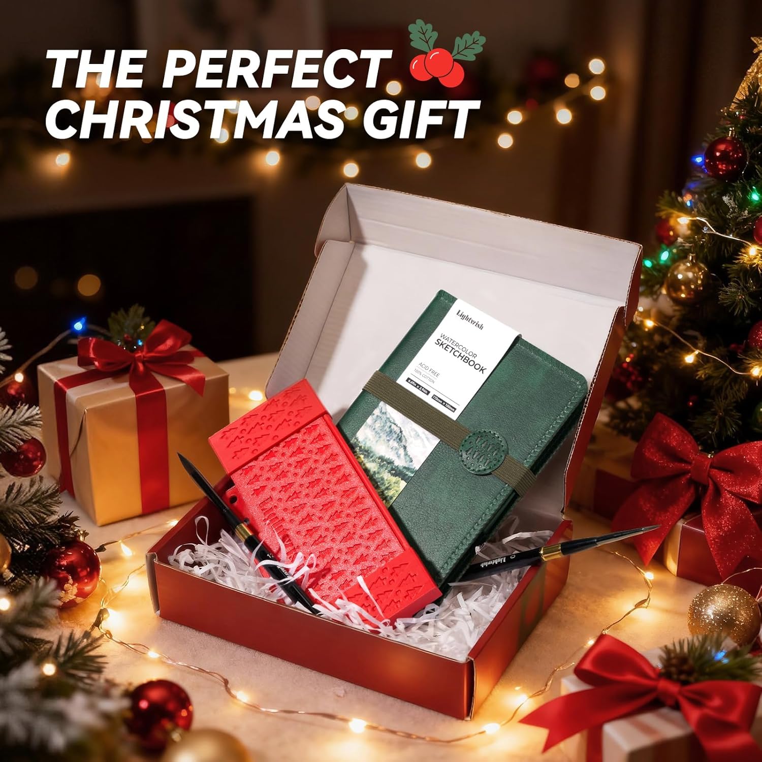 Portable Watercolor Sketchbook Set - 100% Cotton Cold-Pressed 6.7x3.9 Inch Loose-Binder Art Journal with 36 Ceramic Paint Palettes and 2 Travel Water Brushes, Perfect for Artists Painting Outdoors