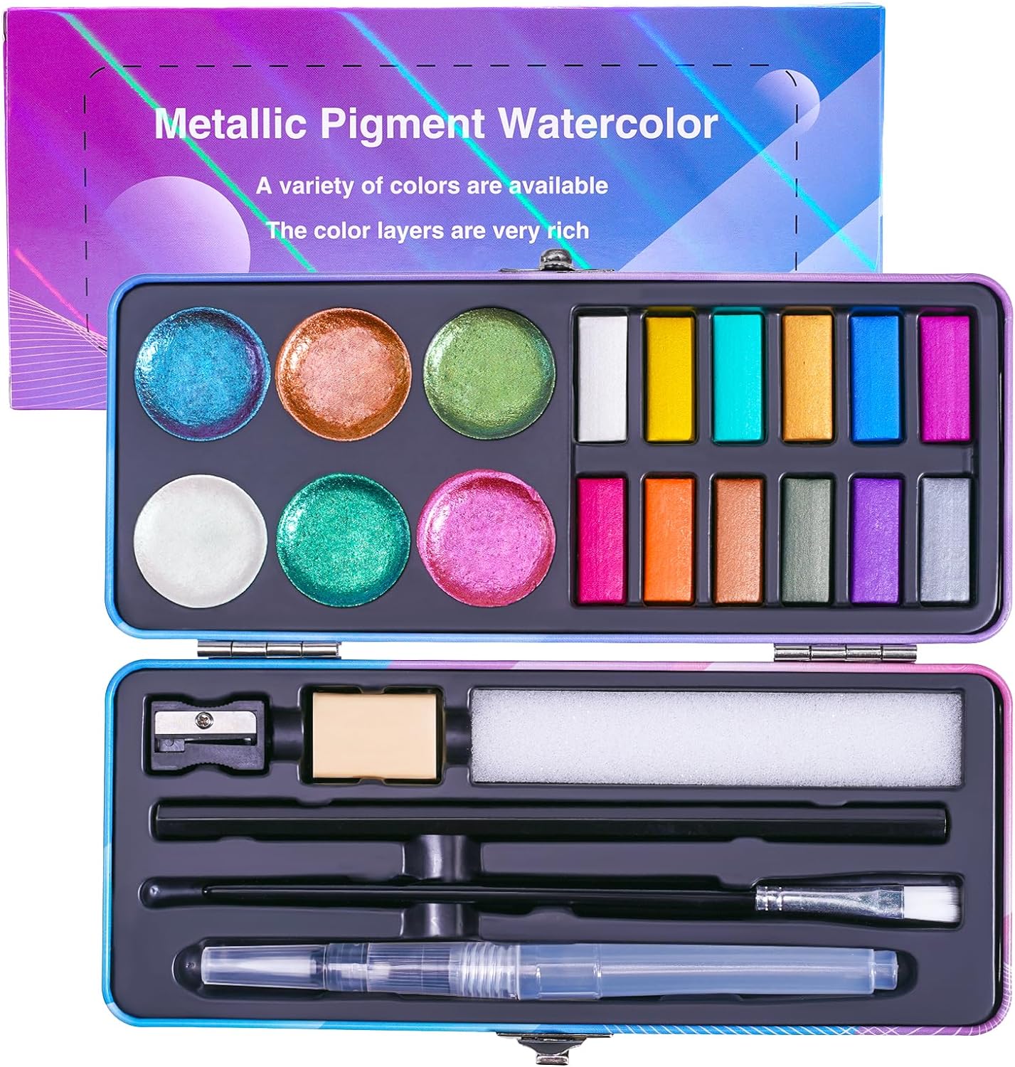 Watercolor Paint Set,18 Colors Glitter Watercolor Paint(12 Metallic Colors and 6 Chameleon Colors)
