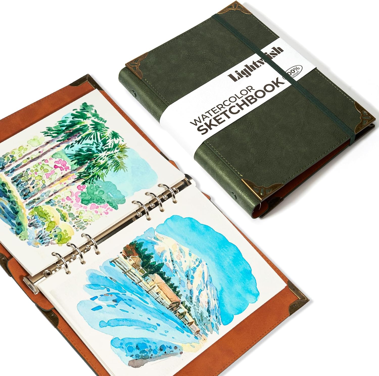 Lightwish Watercolor Sketchbook,100% Cotton Acid Free Watercolor Journal,300gsm/140lb Hot Press Watercolor Paper for Artists,Adults,Students,2