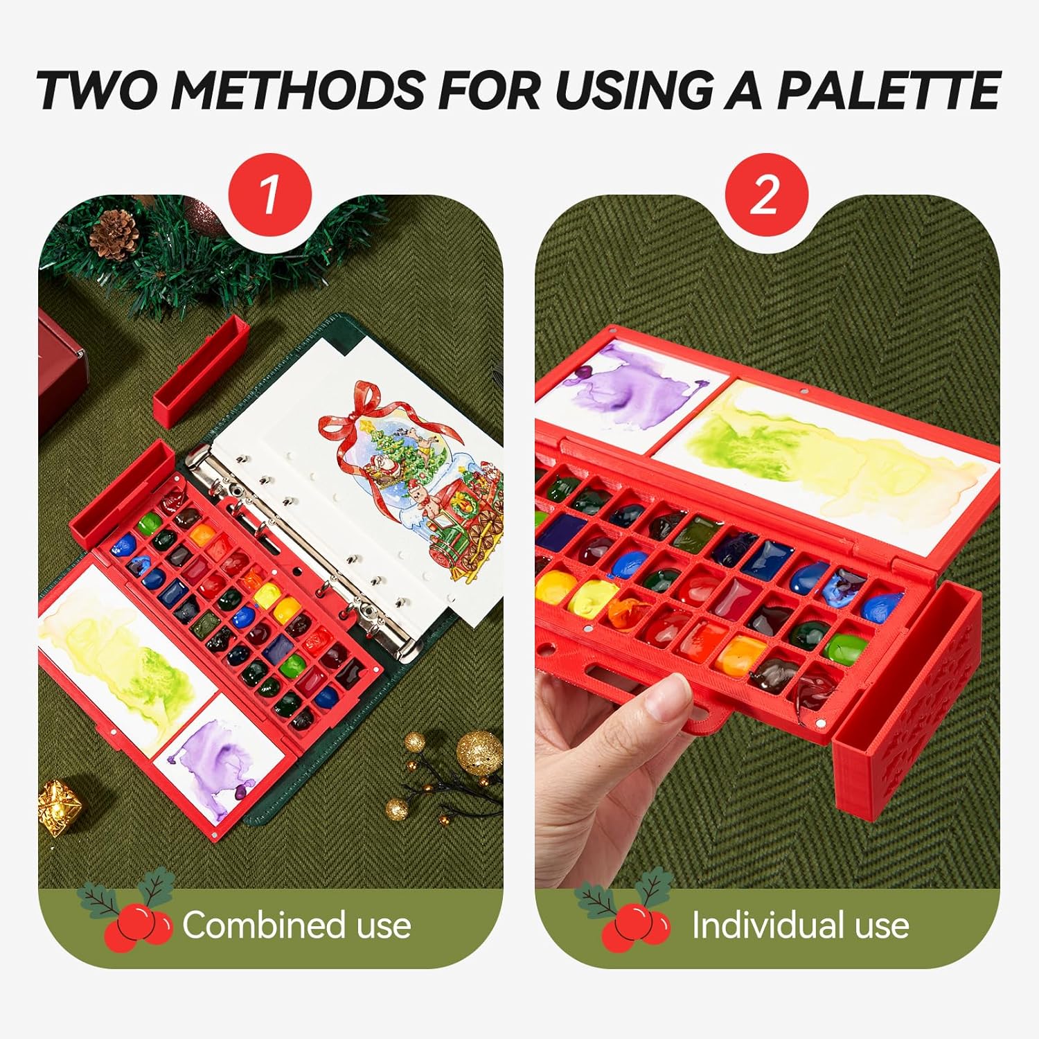 Portable Watercolor Sketchbook Set - 100% Cotton Cold-Pressed 6.7x3.9 Inch Loose-Binder Art Journal with 36 Ceramic Paint Palettes and 2 Travel Water Brushes, Perfect for Artists Painting Outdoors