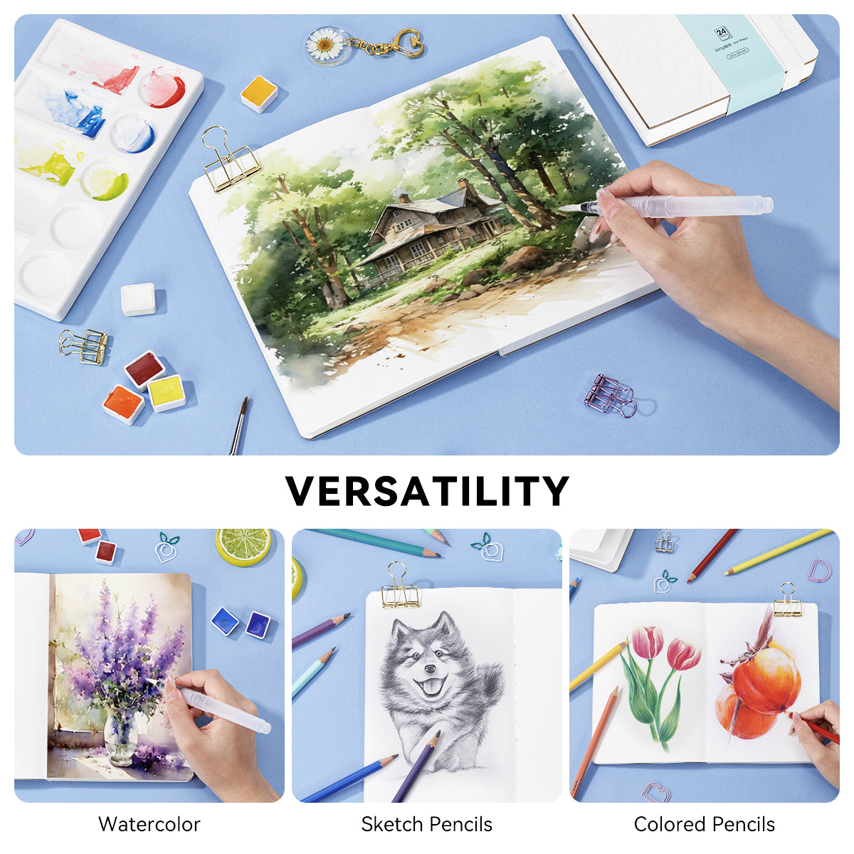 POTENTATE Zunjue Zunjue Watercolor Paper Watercolor Account Book 32K Fine Line White Book 24 Sheets