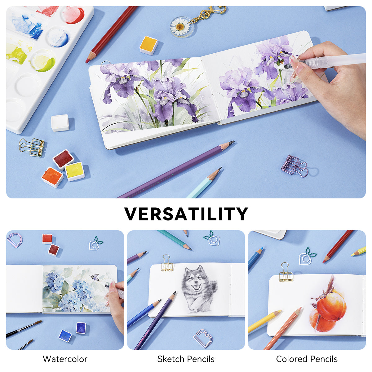 POTENTATE Zunjue Zunjue Watercolor Paper Watercolor Handbook 64K Fine Grain White Color Book 24 Sheets