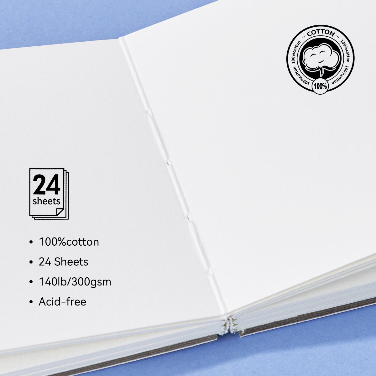 POTENTATE Zunjue Zunjue Watercolor Paper Watercolor Handbook 64K Fine Grain White Color Book 24 Sheets