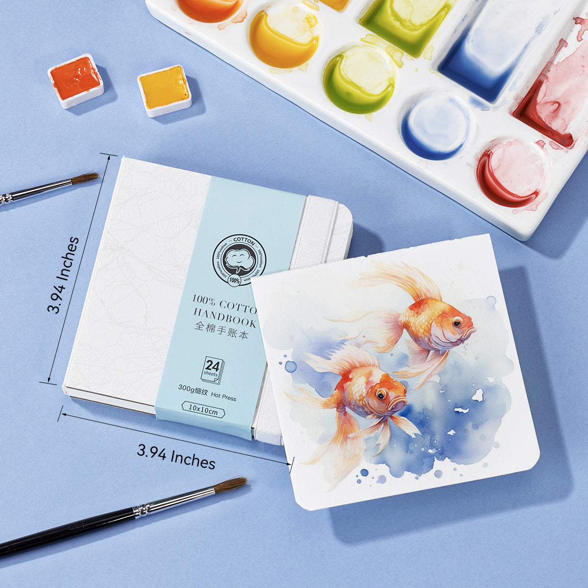 POTENTATE Zunjue Zunjue watercolor paper watercolor notebook 10*10 fine grain white book 24 sheets * 2