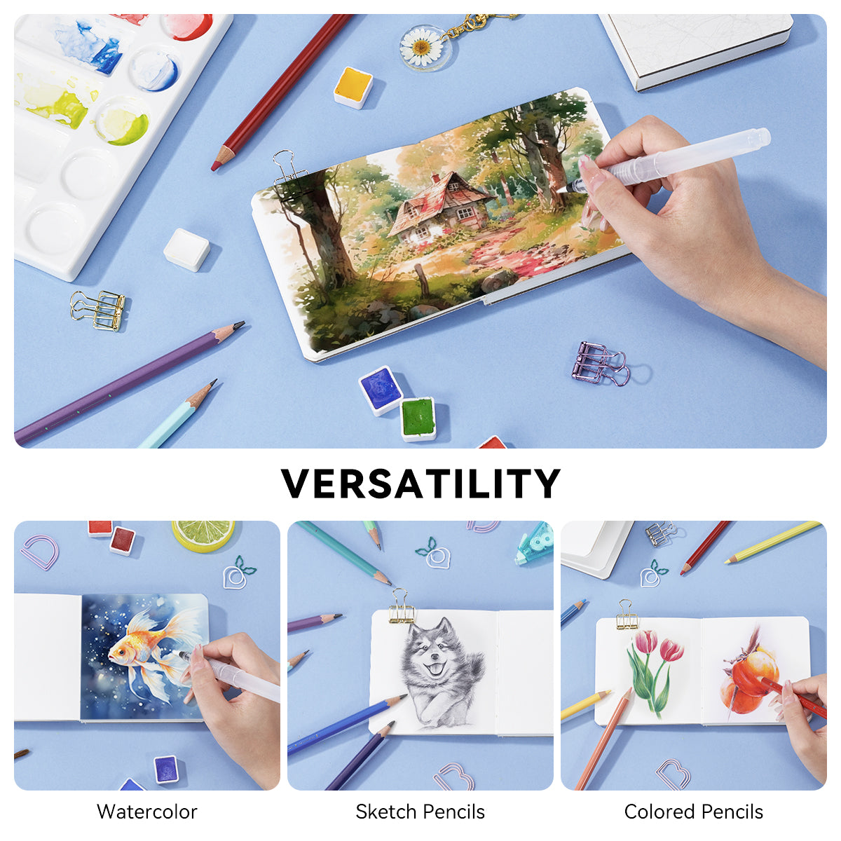 POTENTATE Zunjue Zunjue watercolor paper watercolor notebook 10*10 fine grain white book 24 sheets * 2