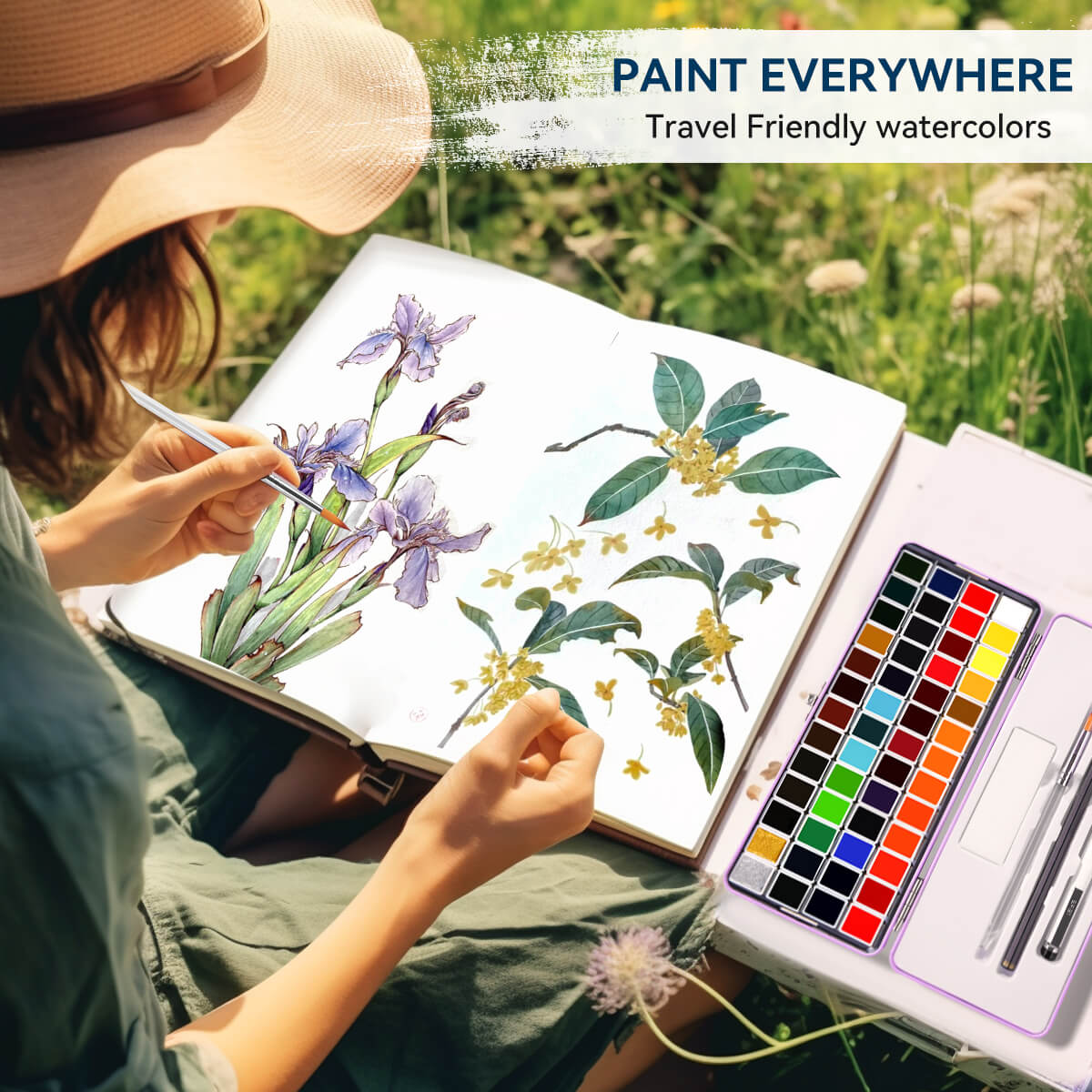 MeiLiang Solid Watercolor Paint Set 52 Colors Standard (Purple Box)