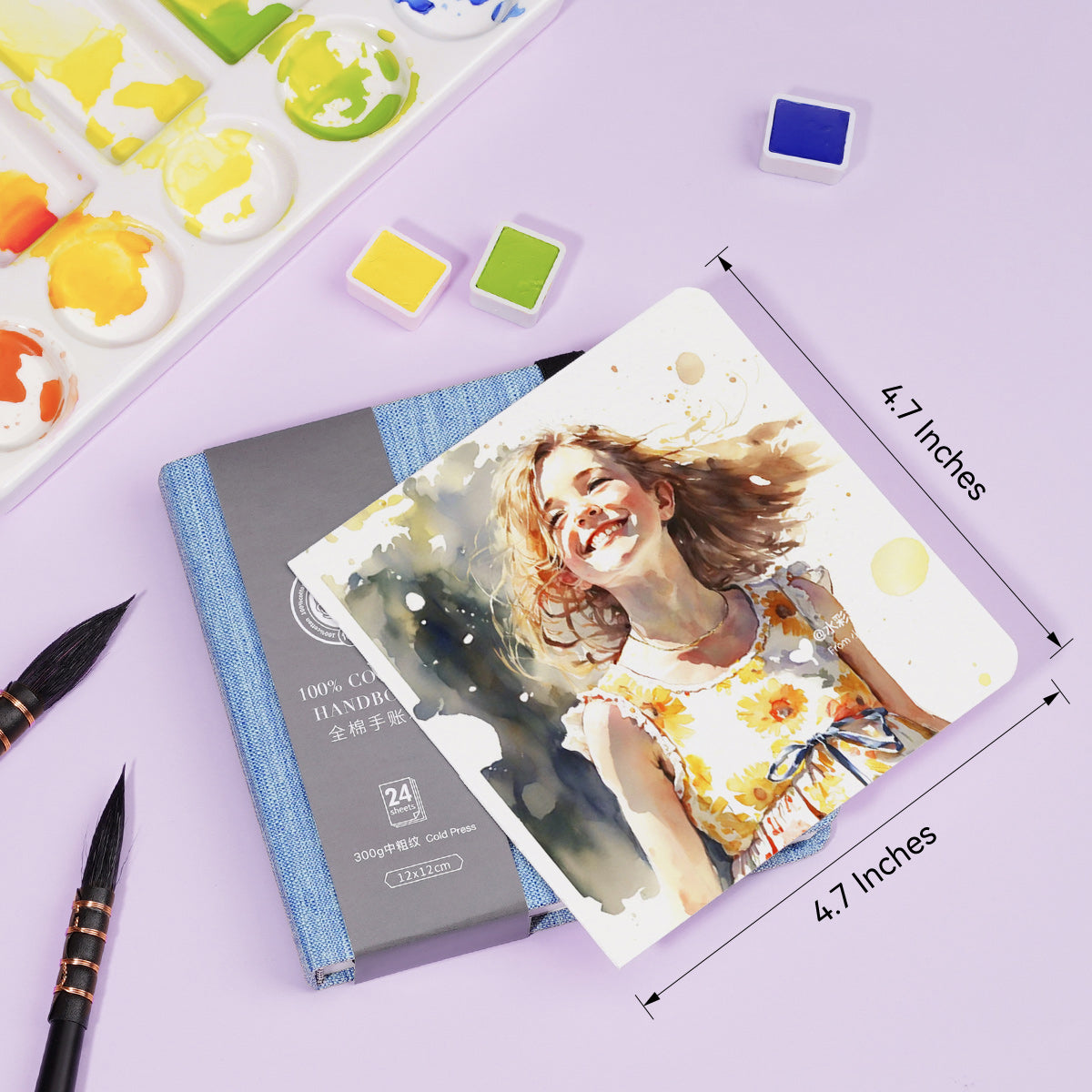 POTENTATE Zunjue Zunjue Notebook Cotton 12*12 Medium Grain 300g Blue 24 Sheets