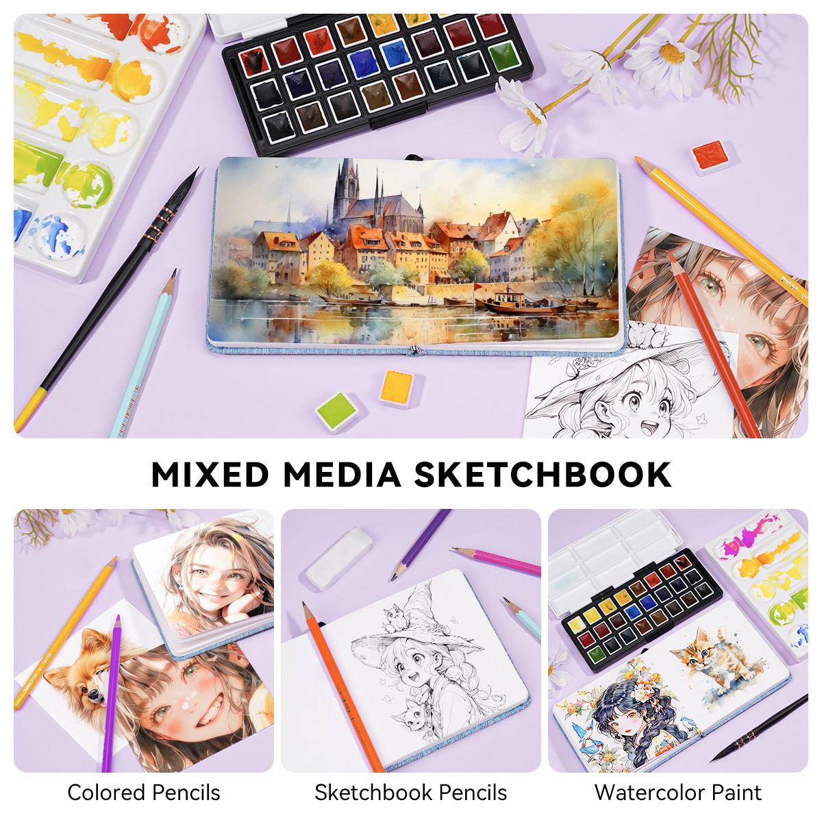 POTENTATE Zunjue Zunjue Notebook Cotton 12*12 Medium Grain 300g Blue 24 Sheets