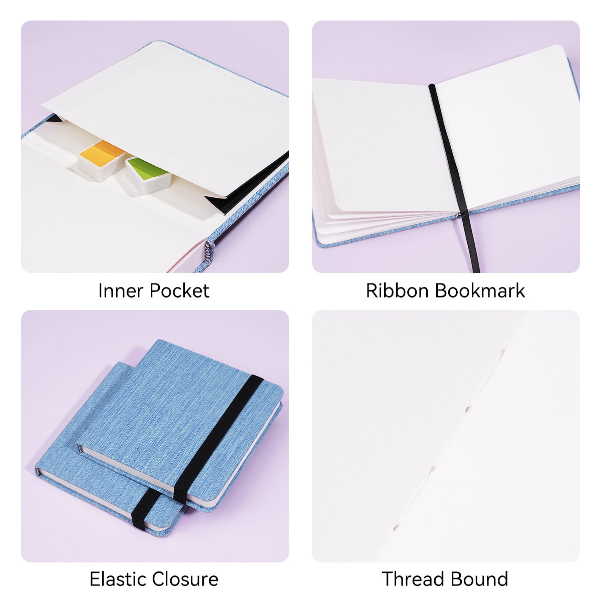 POTENTATE Zunjue Zunjue Notebook Cotton 12*12 Medium Grain 300g Blue 24 Sheets