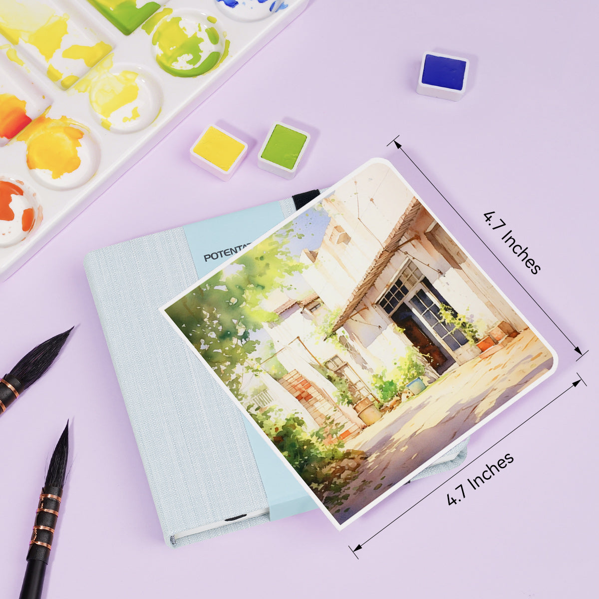 POTENTATE Zunjue Zunjue Notebook Cotton 12*12 Fine Grain 300g Gray (Light Blue) 24 Sheets