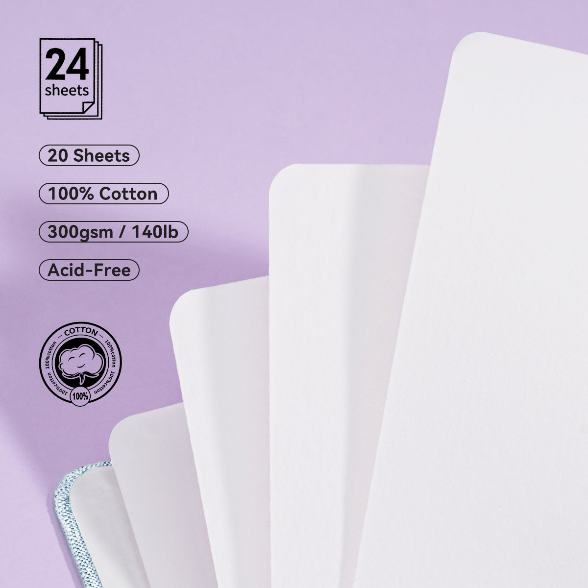 POTENTATE Zunjue Zunjue Notebook Cotton 12*12 Fine Grain 300g Gray (Light Blue) 24 Sheets