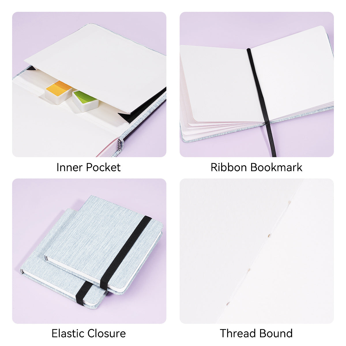 POTENTATE Zunjue Zunjue Notebook Cotton 12*12 Fine Grain 300g Gray (Light Blue) 24 Sheets