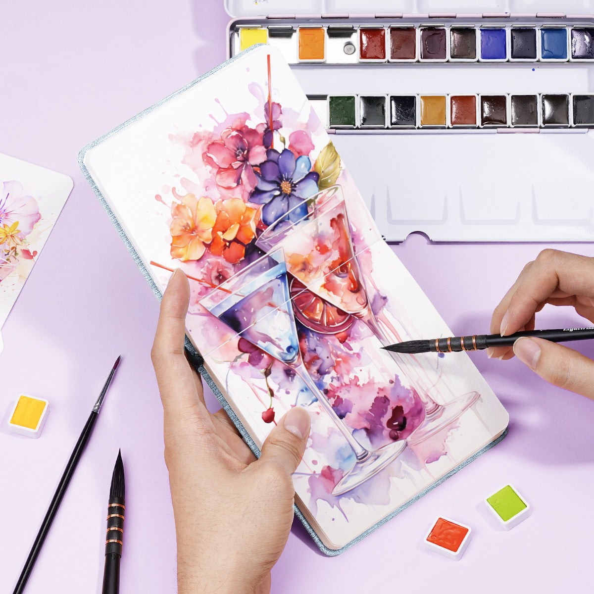 POTENTATE Zunjue Zunjue Notebook Cotton 12*12 Fine Grain 300g Gray (Light Blue) 24 Sheets