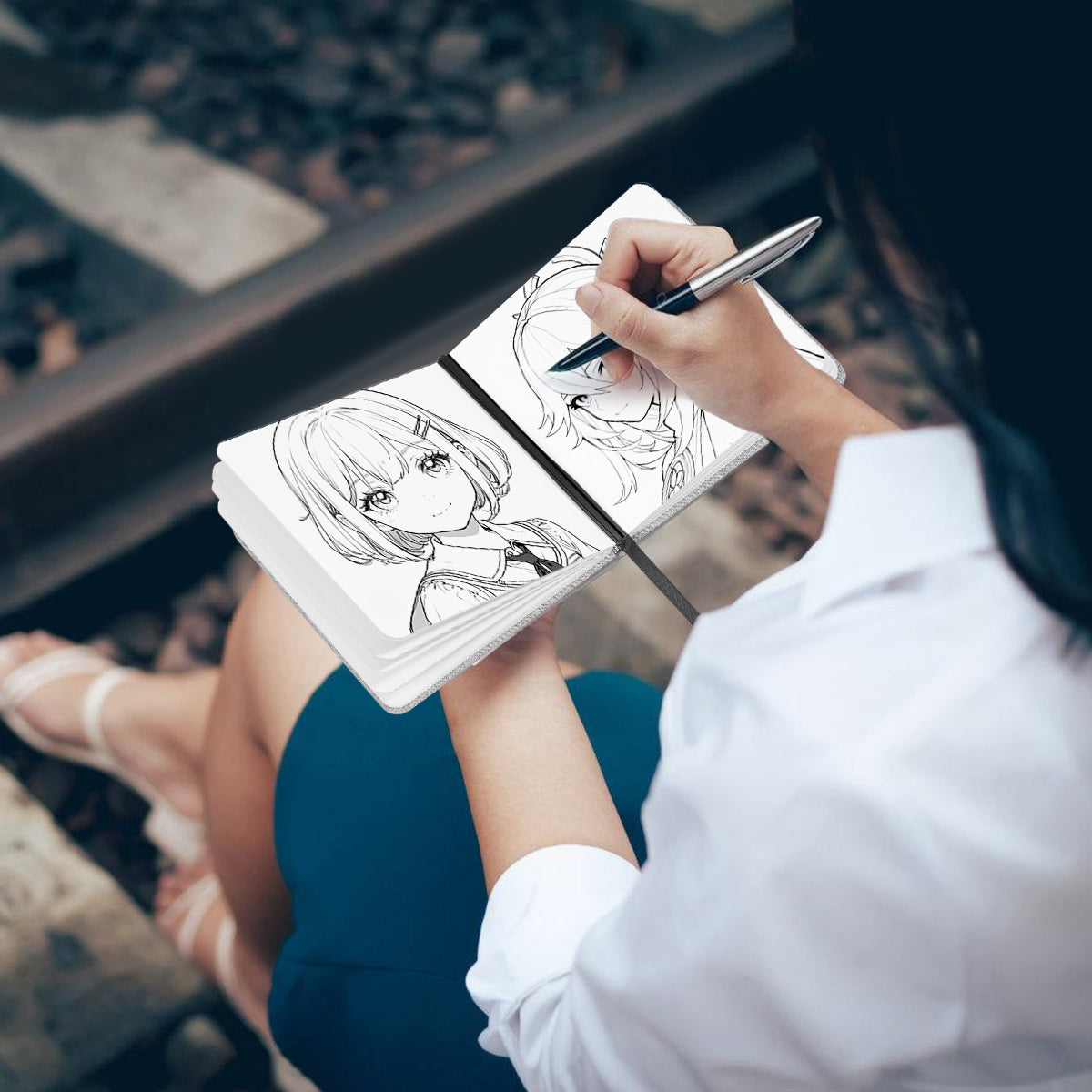 POTENTATE Zunjue Zunjue Notebook Cotton 12*12 Fine Grain 300g Gray (Light Blue) 24 Sheets