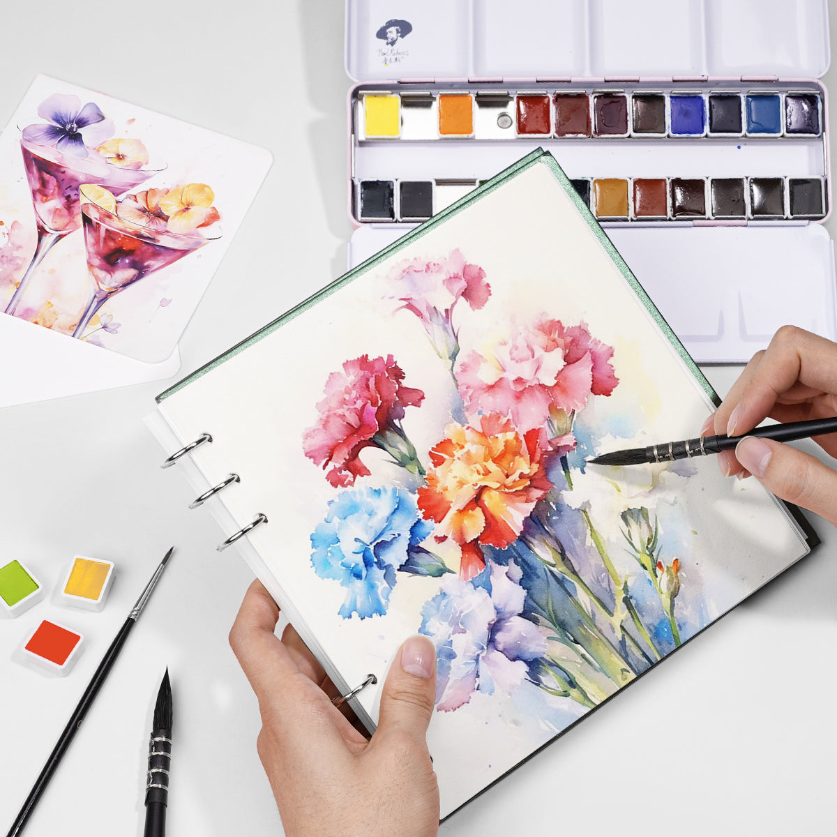 POTENTATE Zunjue Zunjue Notebook Cotton 19*19 Fine Grain 300g Dark Green 20 Sheets