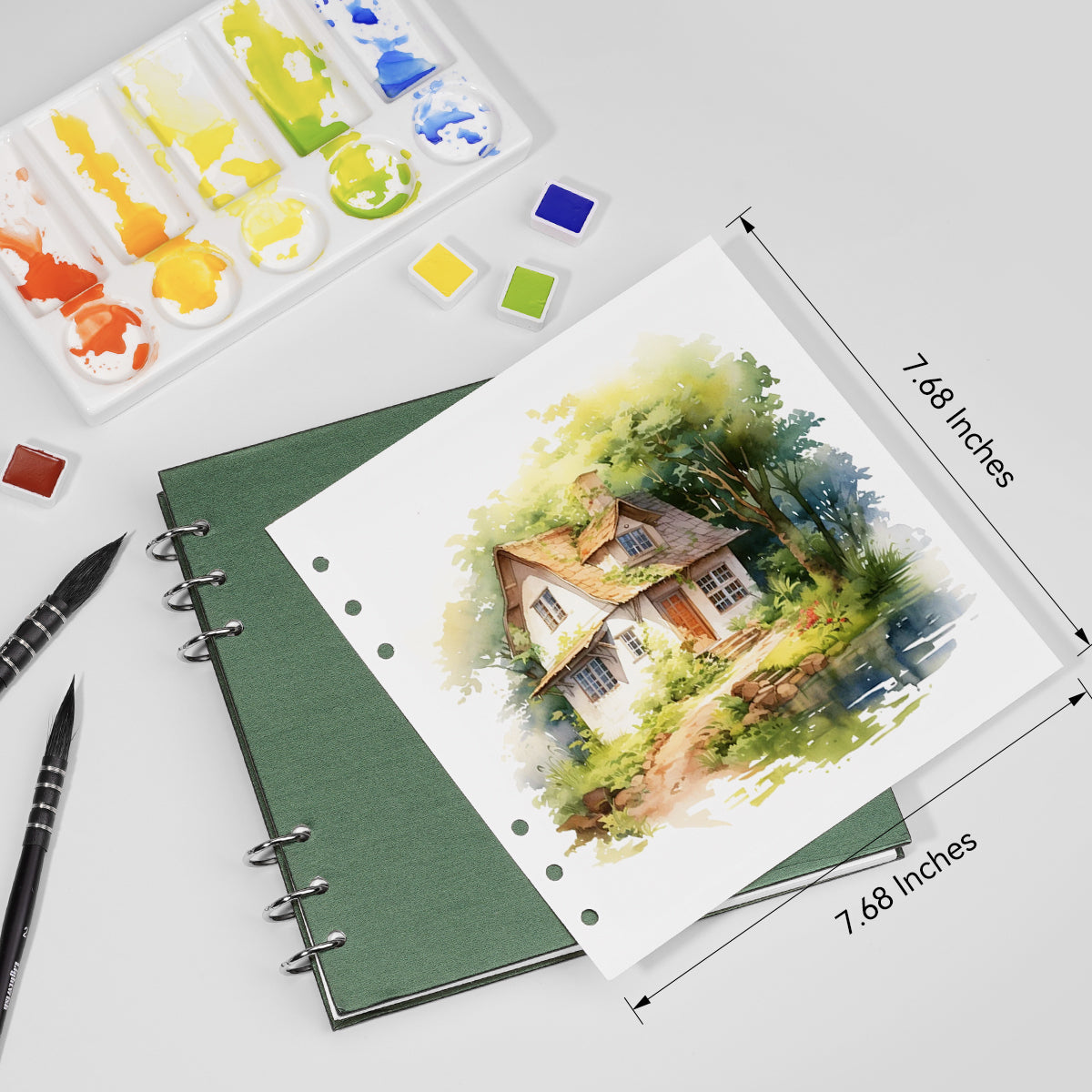 POTENTATE Zunjue Zunjue Notebook Cotton 19*19 Fine Grain 300g Dark Green 20 Sheets