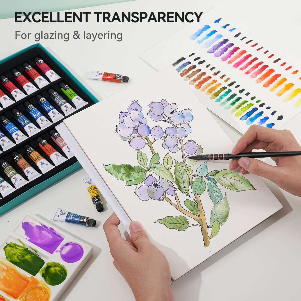 MeiLiang Watercolor Paint Set 36 Vibrant Colors 5ml (0.17-oz) Tube