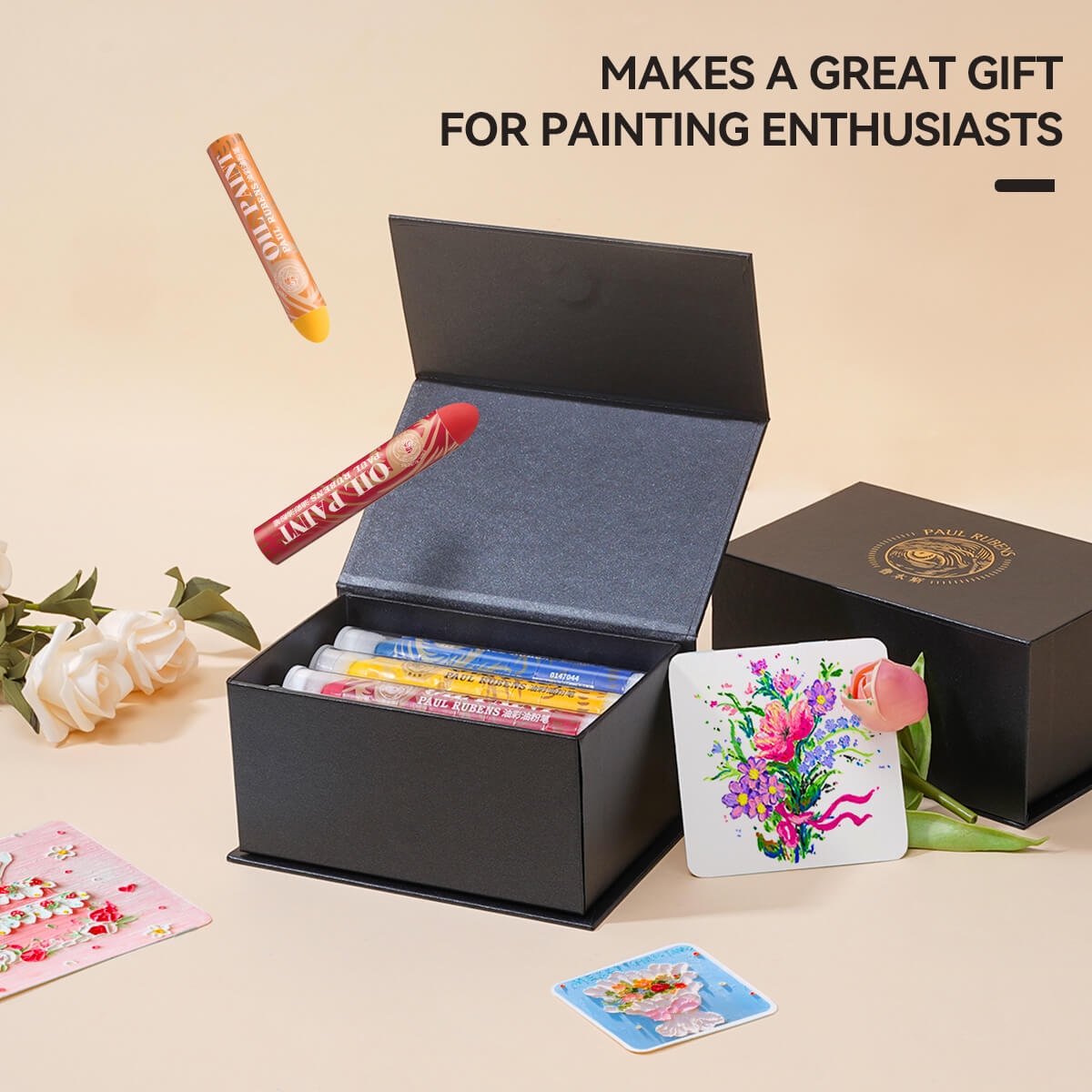 Paul Rubens HAIYA Oil Pastels, 12 Vibrant Colors Extra Large Oil Pastels