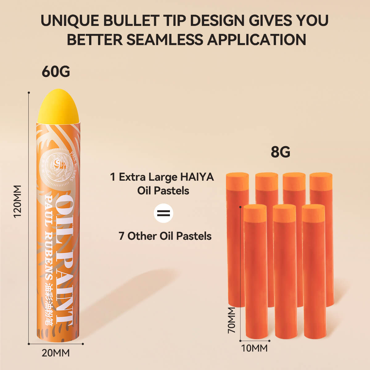 Paul Rubens HAIYA Oil Pastels, 12 Vibrant Colors Extra Large Oil Pastels