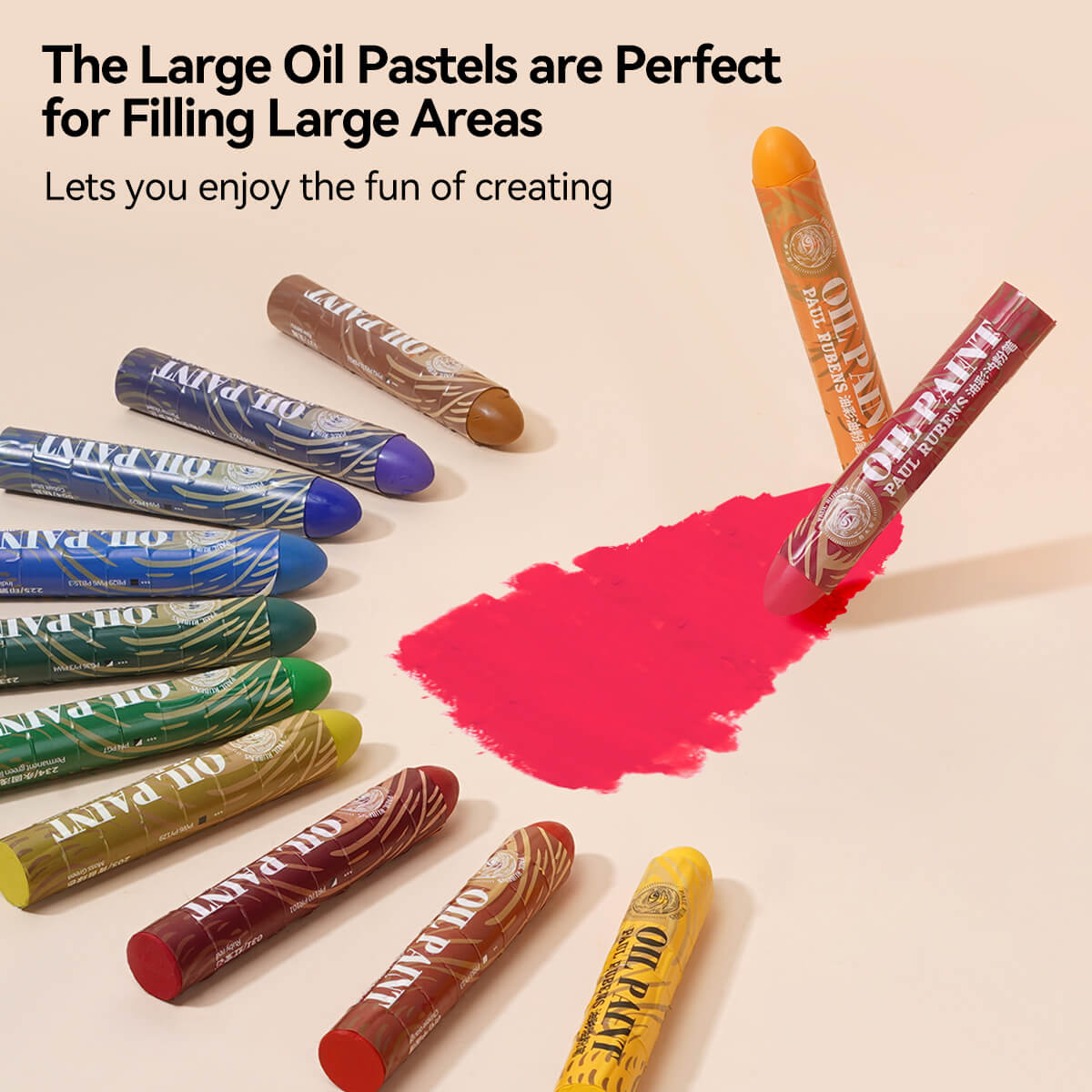 Paul Rubens HAIYA Oil Pastels, 12 Vibrant Colors Extra Large Oil Pastels