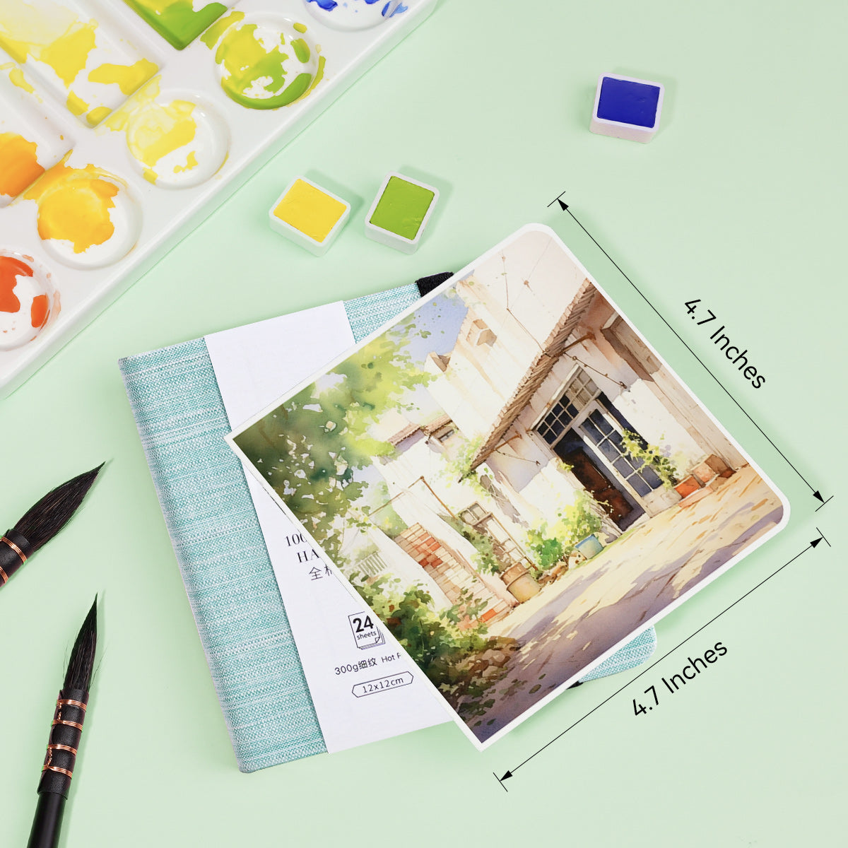 POTENTATE Zunjue Zunjue Notebook Cotton 12*12 Fine Grain 300g Light Green 24 Sheets