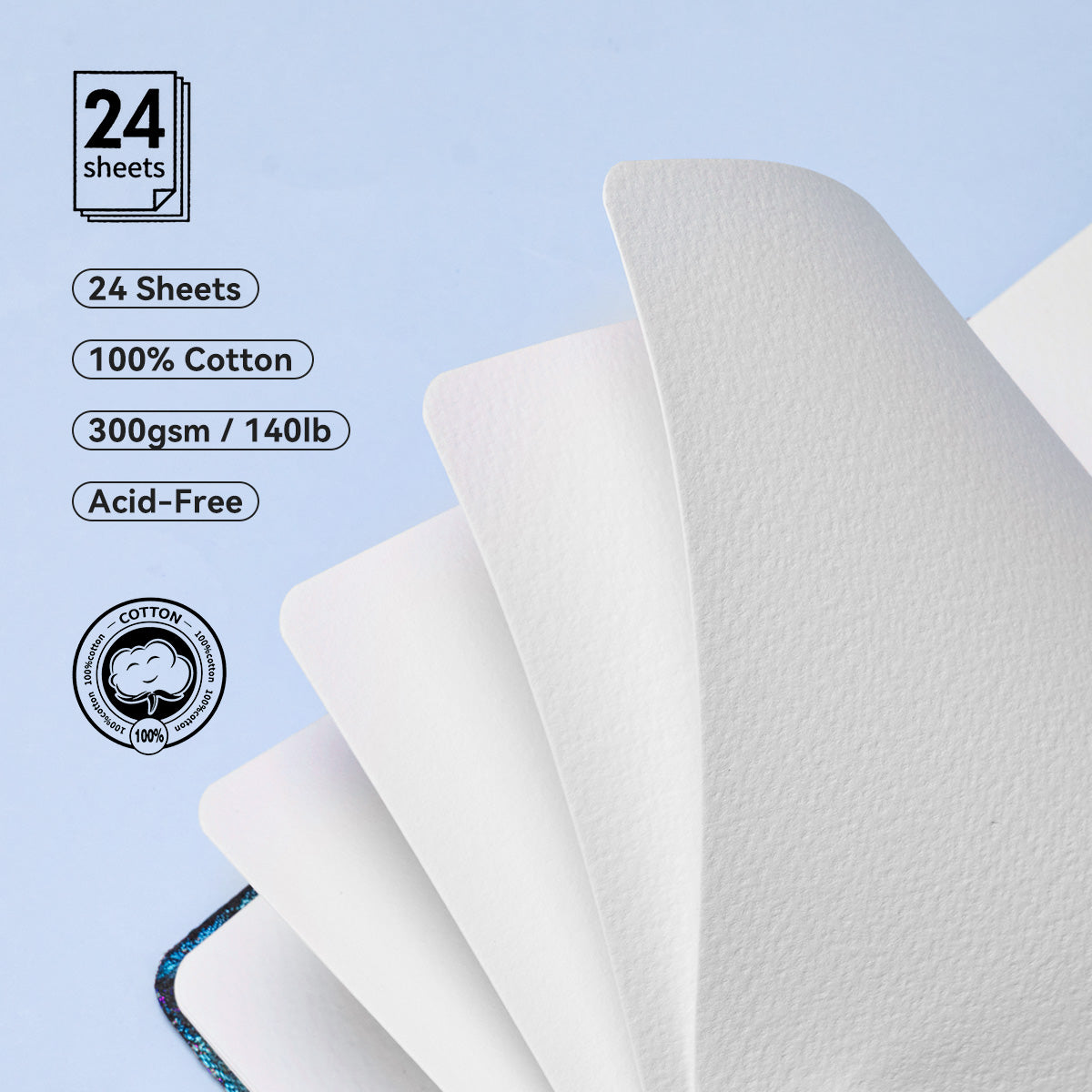 POTENTATE Zunjue Zunjue Notebook Cotton 300g Medium Thick (16*16) 24 Sheets (Impression Green)