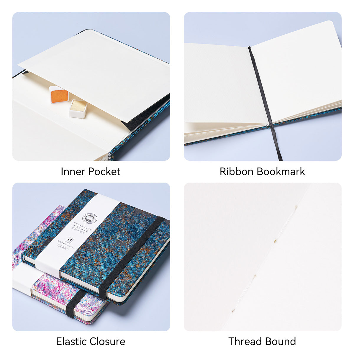 POTENTATE Zunjue Zunjue Notebook Cotton 300g Medium Thick (16*16) 24 Sheets (Impression Green)