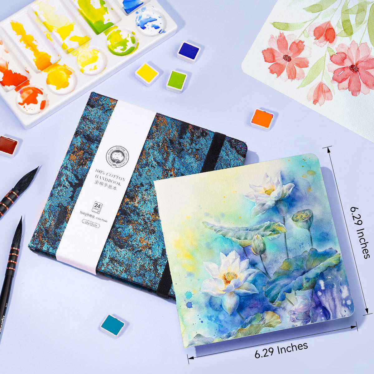 POTENTATE Zunjue Zunjue Notebook Cotton 300g Medium Thick (16*16) 24 Sheets (Impression Green)