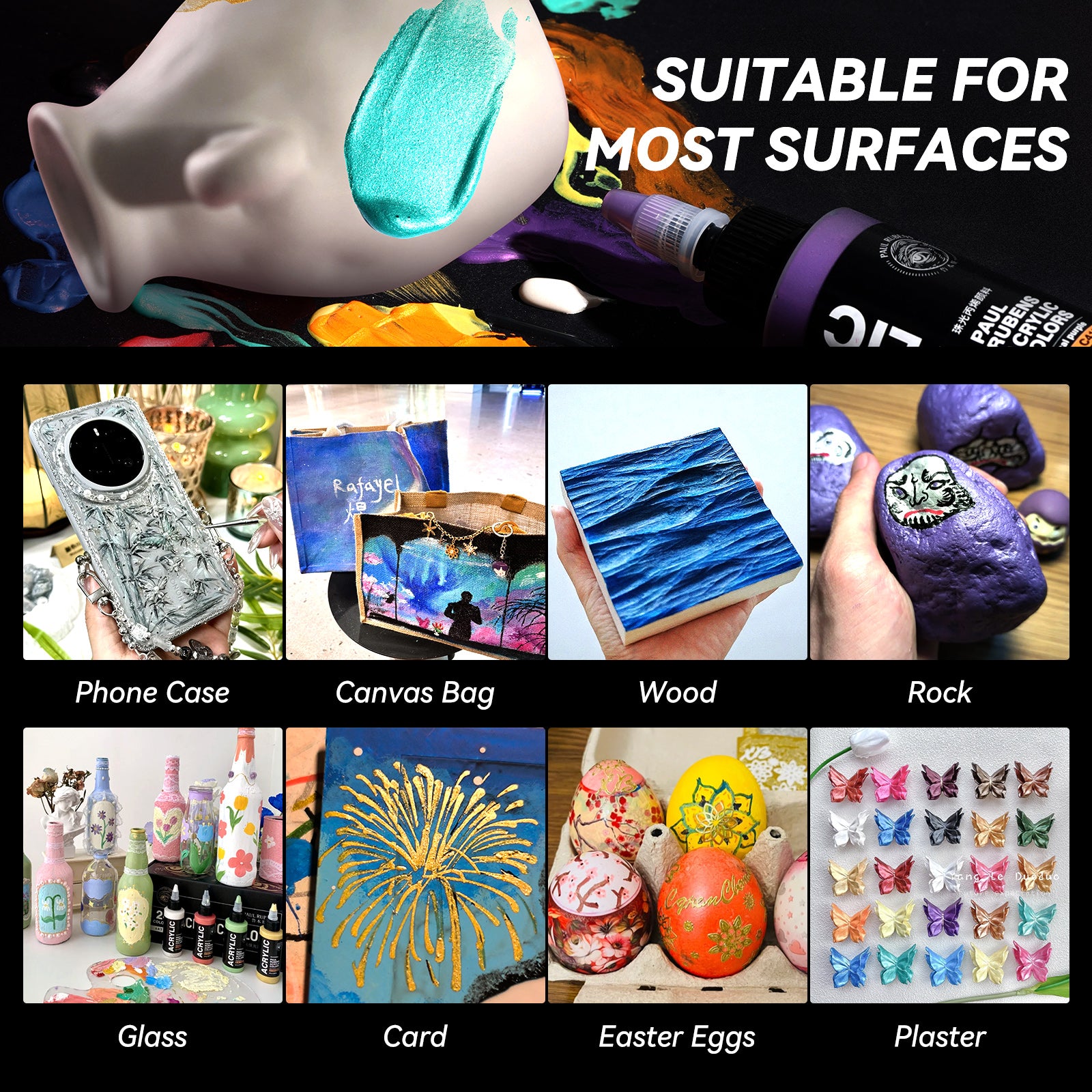 Paul Rubens Acrylic Paints, 12-Color Metallic Acrylic Paint Set