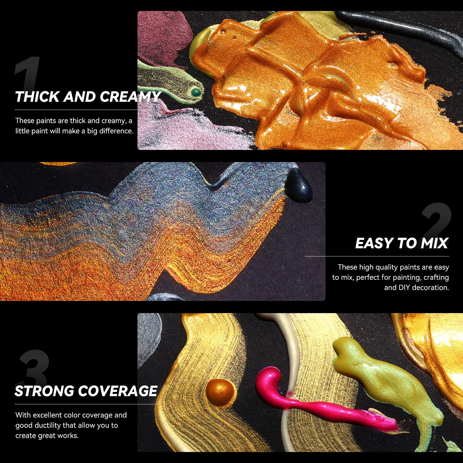 Paul Rubens Acrylic Paints, 12-Color Metallic Acrylic Paint Set