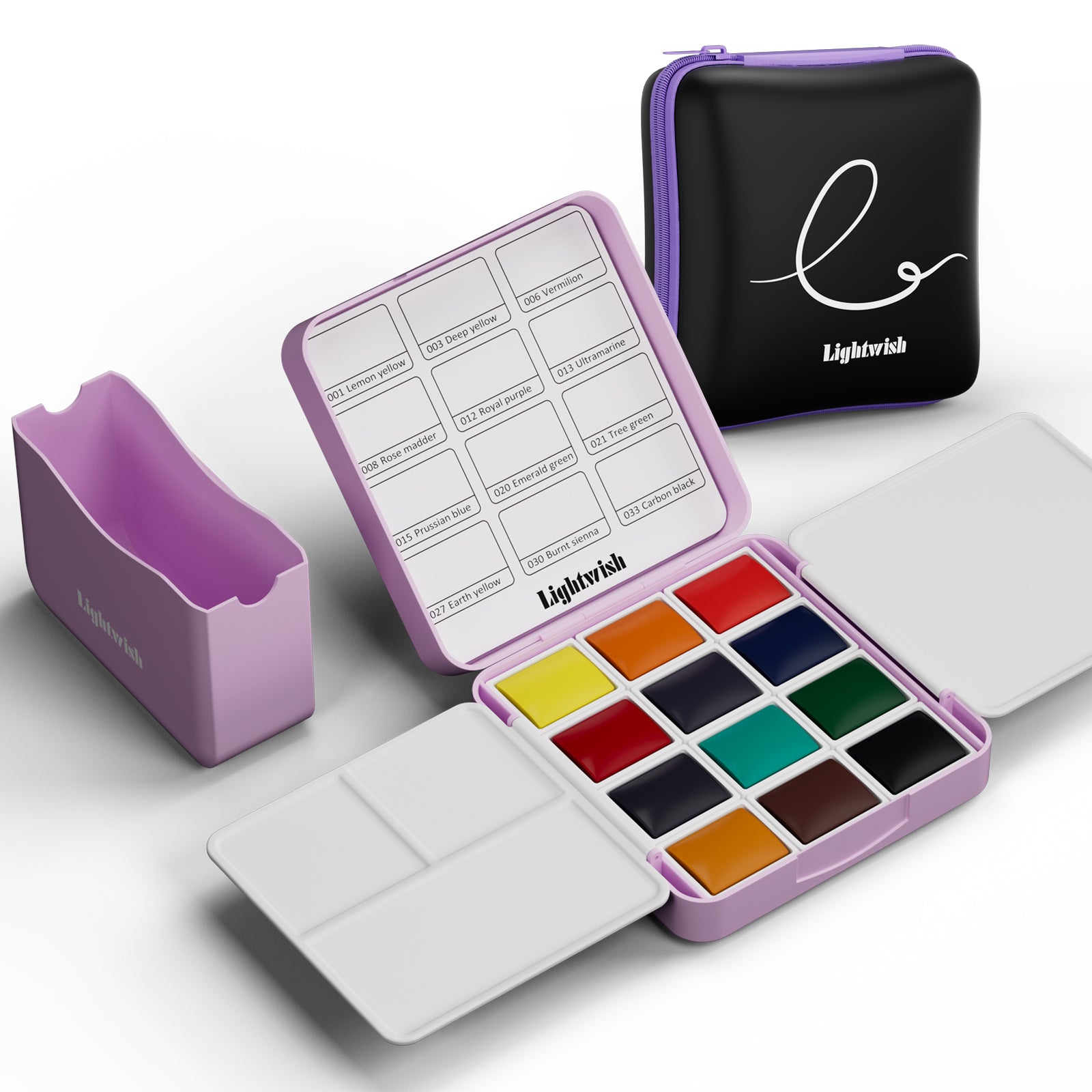 12 Colors Pocket Travel Watercolor Set, Mini Watercolor Paint Set with Portable Case,Coloring Mixing Palette, Water Wash Cup,for Adult Artist Beginner Watercolor Painting Lovers