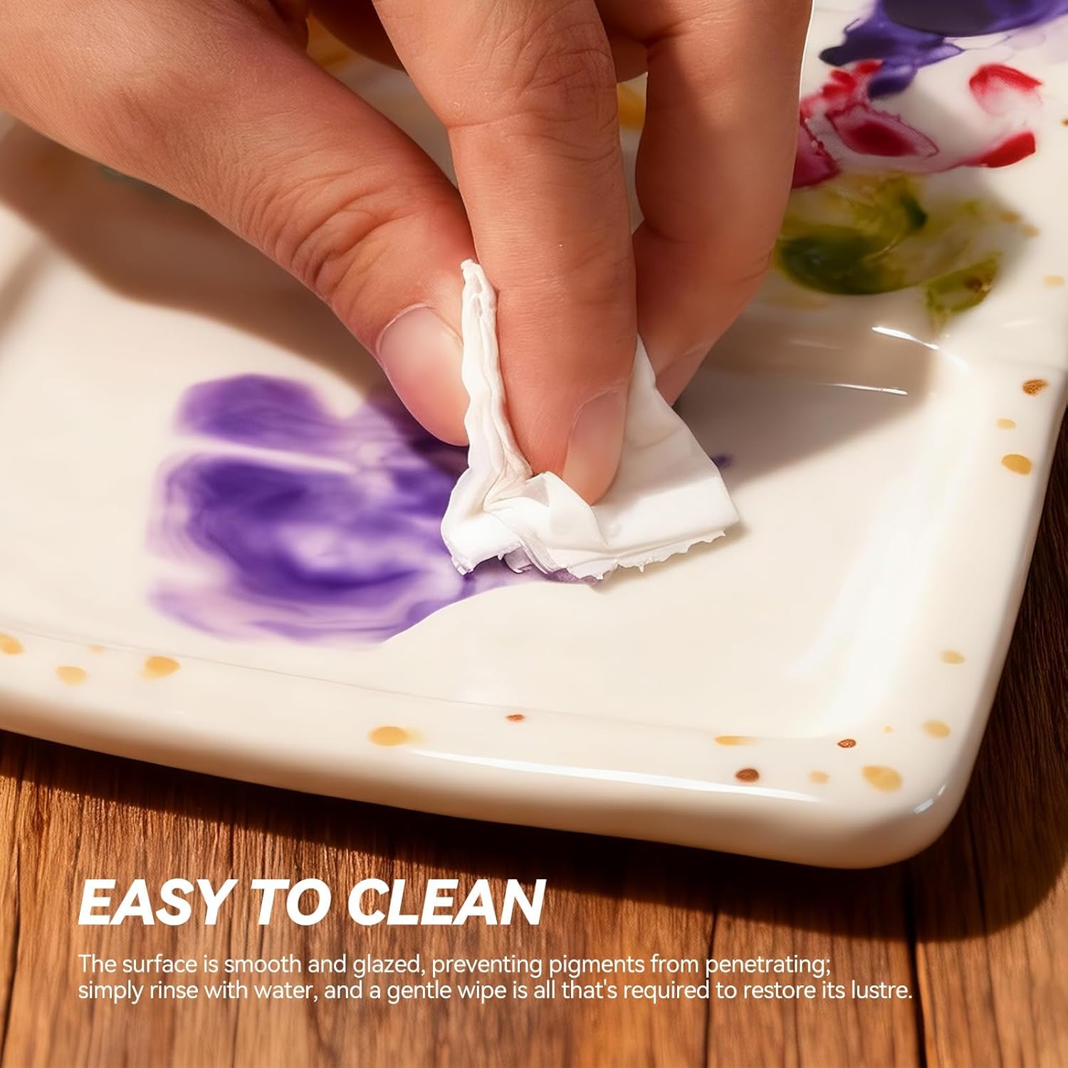 Handmade ceramic paint palette set, artist's ceramic watercolor palette, brush holder and paint cups