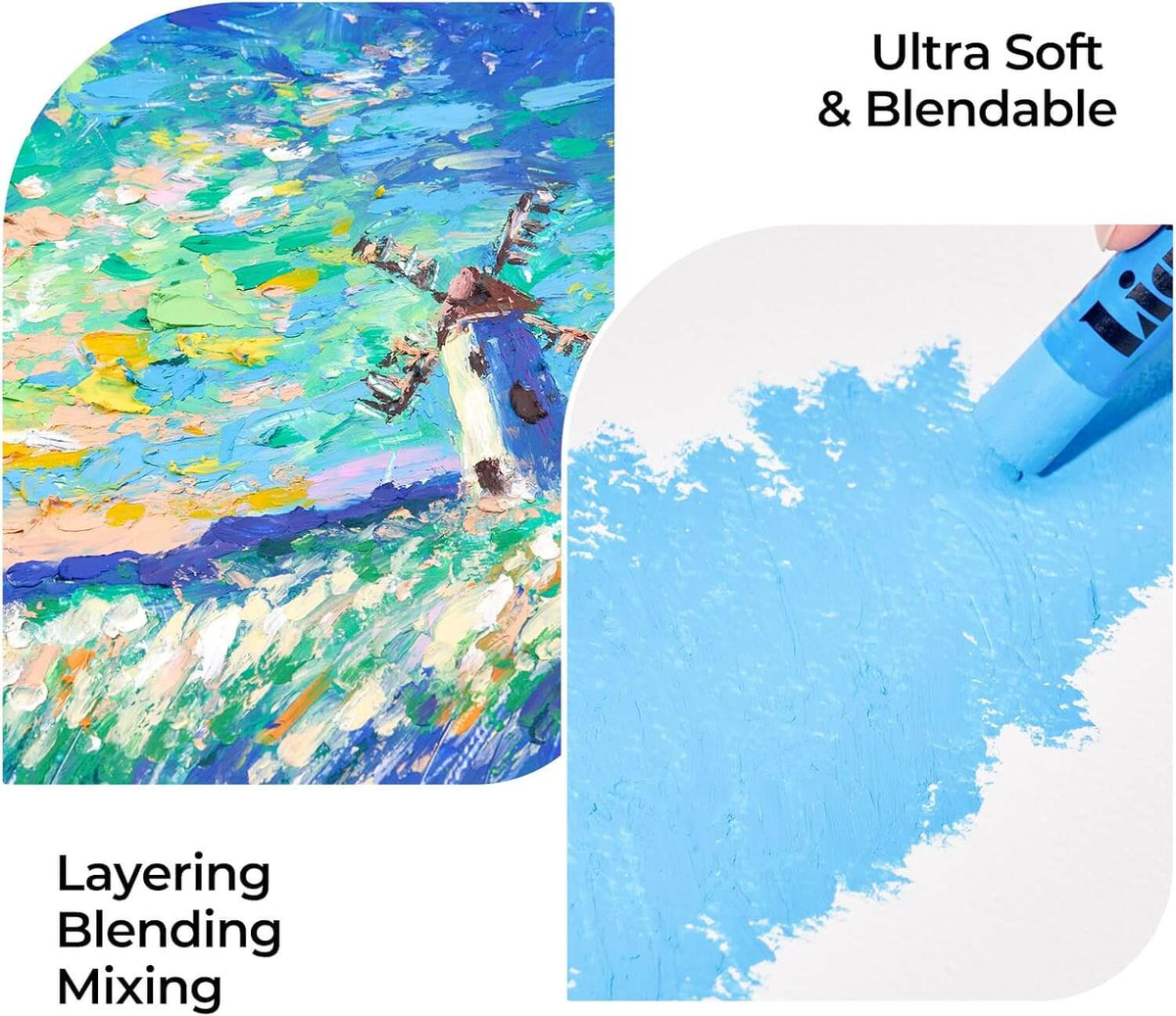 LIGHTWISH Soft Oil Pastels Set, 72 Colors Creamy Blendable Sticks