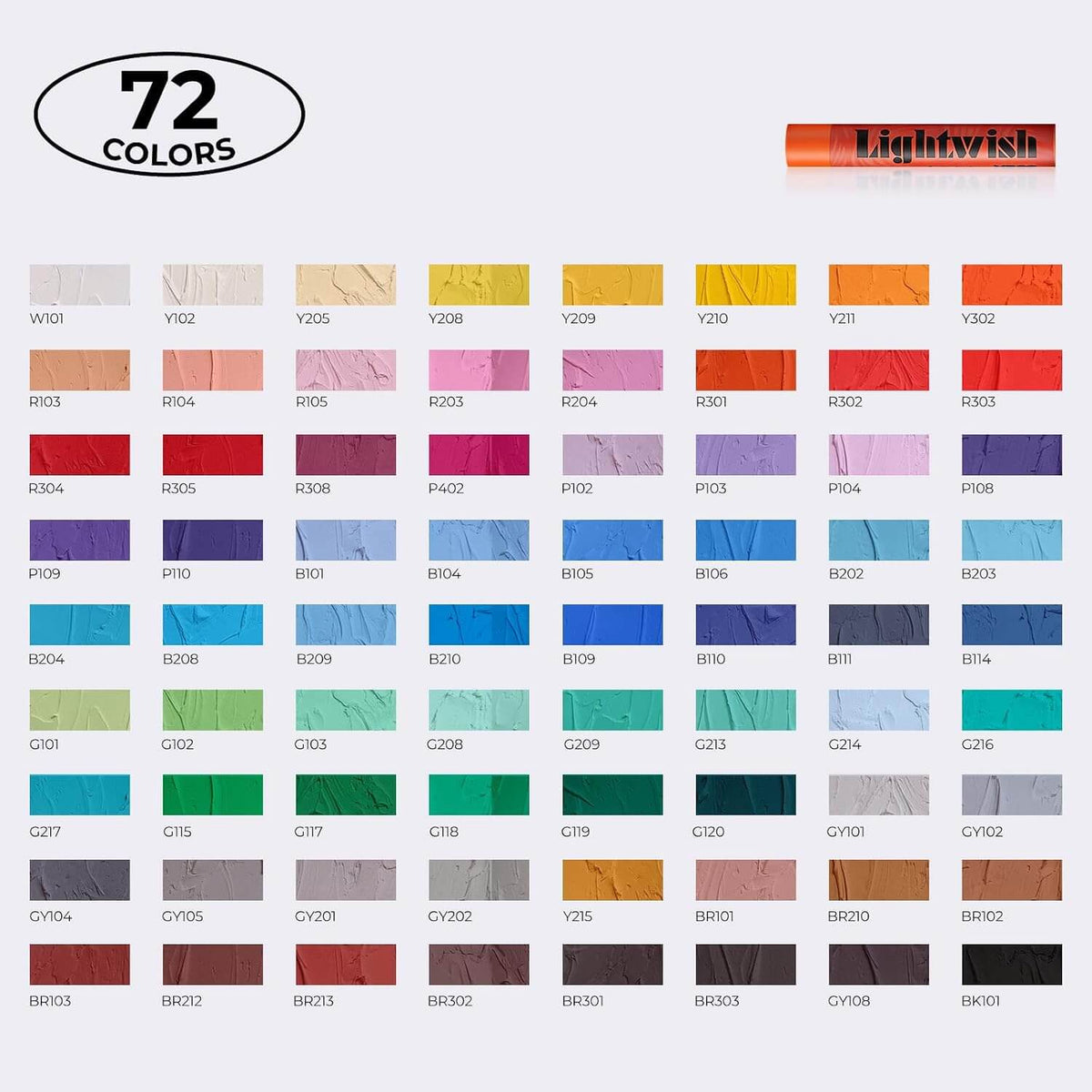 LIGHTWISH Soft Oil Pastels Set, 72 Colors Creamy Blendable Sticks