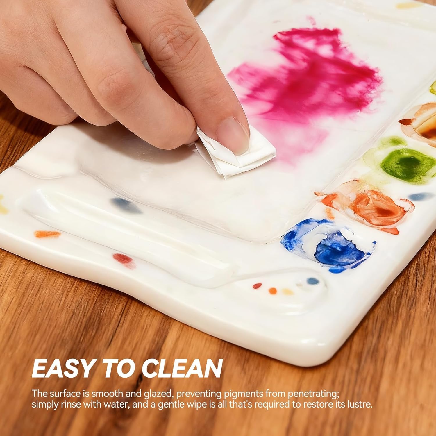 Handmade ceramic paint palette set, artist's ceramic watercolor palette, brush holder and paint cups