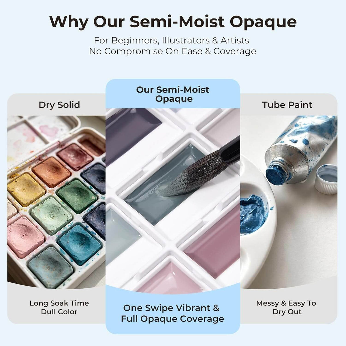 LIGHTWISH 24-Color Opaque Watercolor Set – Morandi Palette in Wooden Box