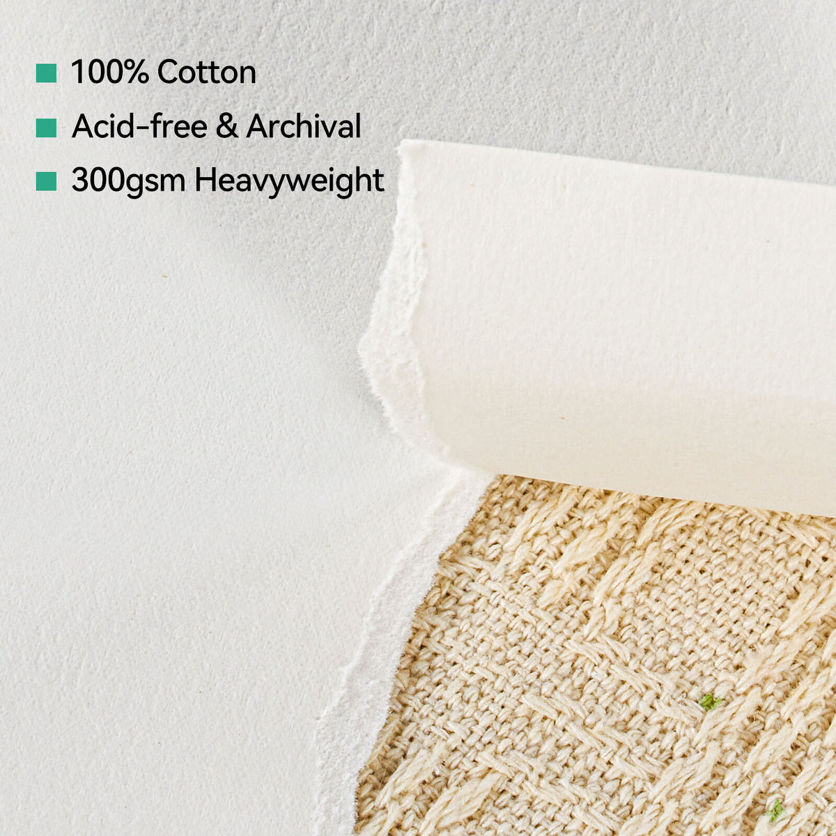 LIGHTWISH Watercolor Paper Block, 9x12 Inch 22 Sheets, 100% Cotton 300gsm/140lb Heavyweight Paper, Cold Press Paper