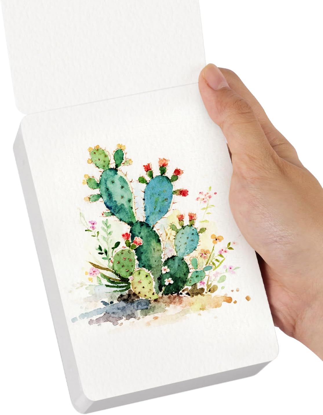 LIGHTWISH Mini Watercolor Sketchbook 60 Sheets 2.6 x 3.3 inch 100% Cotton Cold Press 300gsm/140lb,Mini Travel Small Watercolor Book Square Painting Notebook Tearable Art Paper Sketchbook